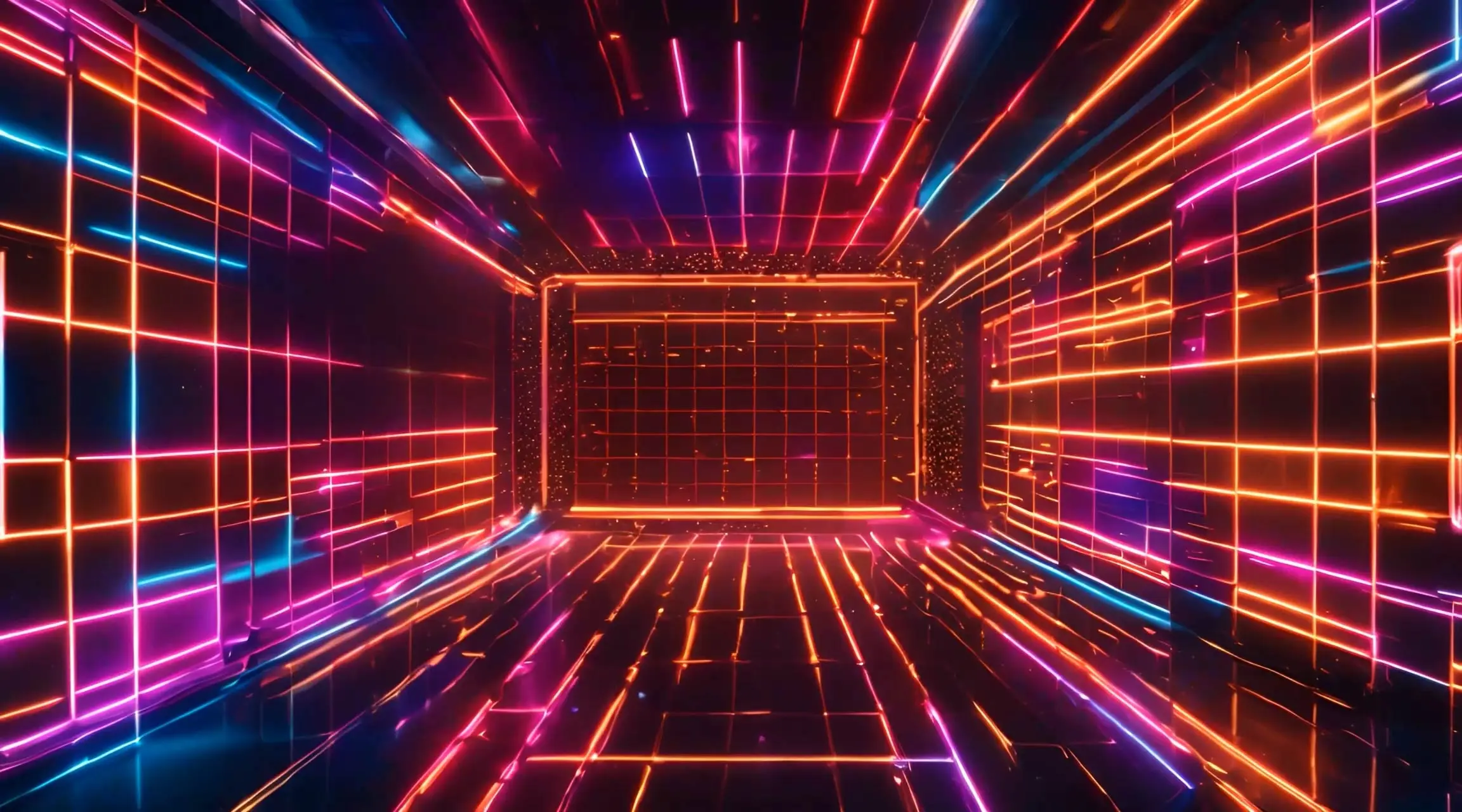 Cyberpunk Neon Grid Tunnel Motion Graphics
